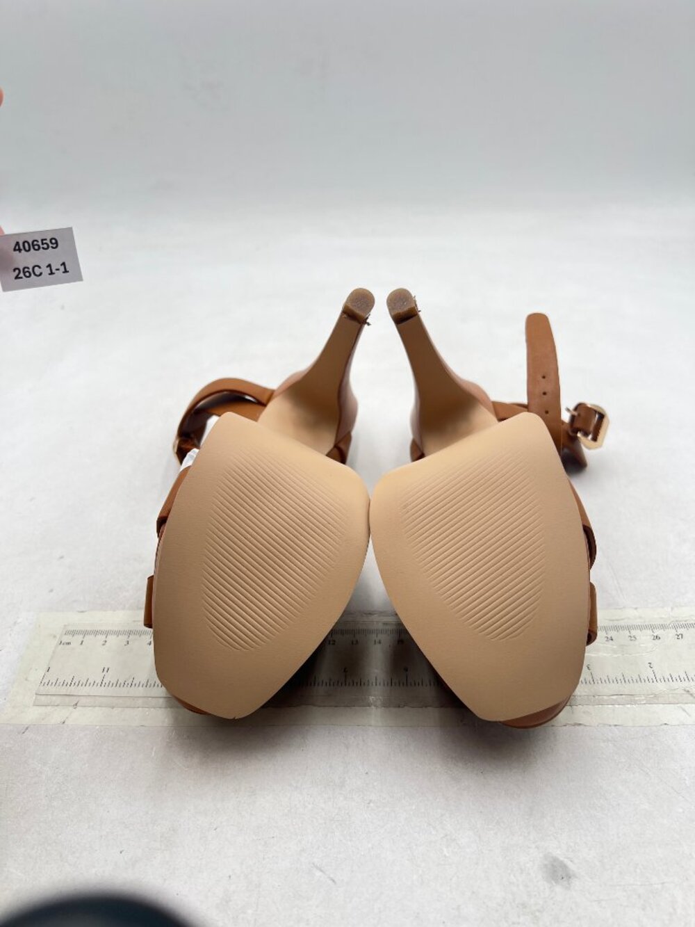 YDN Brown Strappy High Heeled Platform Peep Toe Stiletto Heels T-strap Sandals - Picture 6 of 7